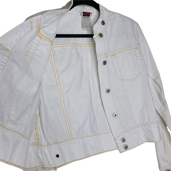 Guess White Jean Jacket Button Up Breast Pockets - Picture 2 of 5